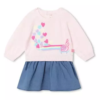 Розовое трикотажное платье с улиткой Billieblush, розовый