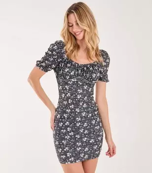 Розовое ванильное черное мини-платье с цветочной вышивкой Pink Vanilla, черный