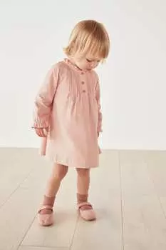 Розовое вельветовое платье с рюшами The White Company, розовый