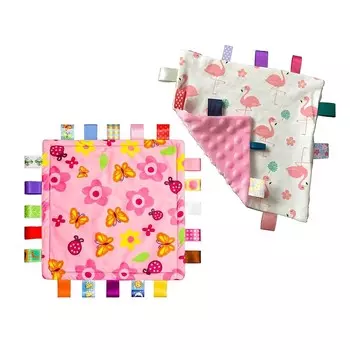 Розовое защитное одеяло с бирками для девочек, мягкие плюшевые успокаивающие сенсорные игрушки, подарок для душа для новорожденных Upalupa