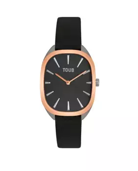 Розовые аналоговые часы IPRG Steel Heritage с черным кожаным ремешком Tous, черный