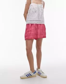 Розовые атласные короткие шорты Topshop