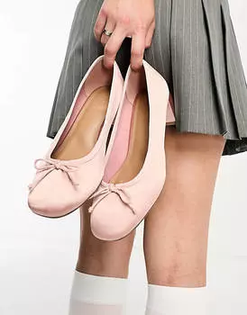 Розовые атласные туфли на среднем каблуке с бантом ASOS DESIGN Steffie