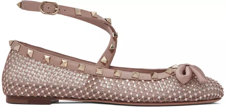 Розовые балетки Rockstud Valentino Garavani