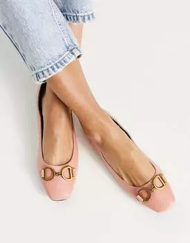 Розовые балетки с квадратным носком ASOS DESIGN Leighton