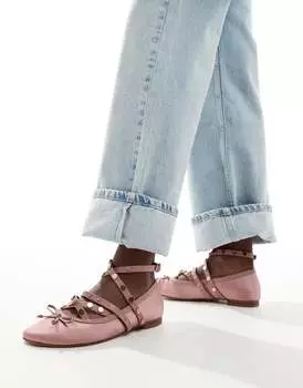 Розовые балетки с заклепками ASOS DESIGN Legacy
