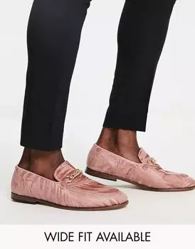 Розовые бархатные лоферы ASOS