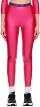 Розовые блестящие леггинсы Versace Jeans Couture