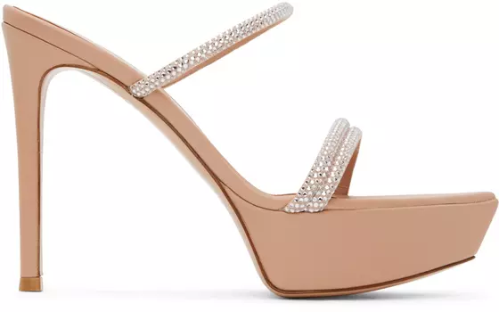 Розовые босоножки на каблуке на платформе Cannes Gianvito Rossi