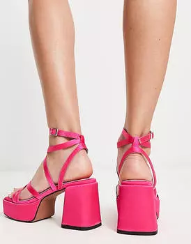 Розовые босоножки на платформе с ремешками ASOS DESIGN Hutton