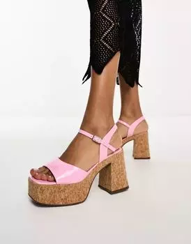 Розовые босоножки на средней платформе ASOS Hamil