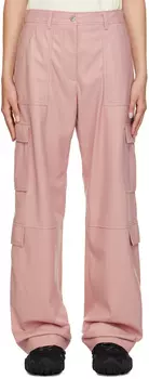 Розовые брюки-карго MSGM из искусственной кожи с карманами