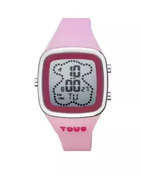 Розовые цифровые женские часы B-Time на силиконовом ремешке Tous, розовый