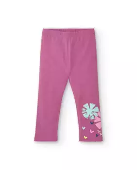 Розовые девичьи леггинсы со снежинками и сердечками Tuc tuc