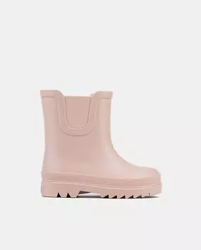 Розовые дождевые сапоги для девочки с матовой отделкой и резинками по бокам Igor, розовый