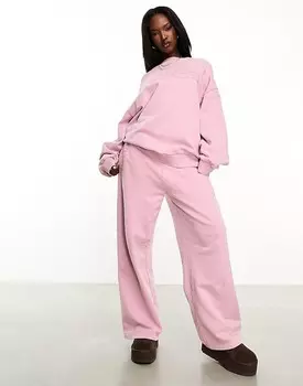 Розовые джоггеры широкого кроя с логотипом ASOS Weekend Collective