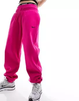 Розовые флисовые джоггеры Nike mini Swoosh - BPINK