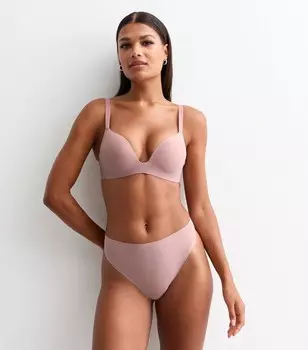 Розовые гладкие стринги для высоких ног с высокой талией New Look, темно-розовый