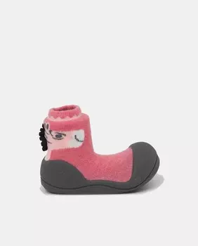 Розовые хлопковые домашние тапочки для девочки с зебровым принтом Attipas, розовый