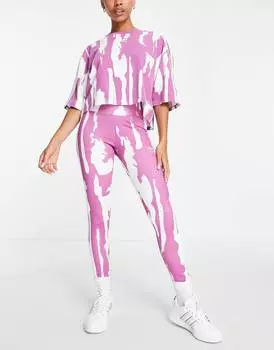 Розовые и белые леггинсы adidas Originals x Thebe Magugu