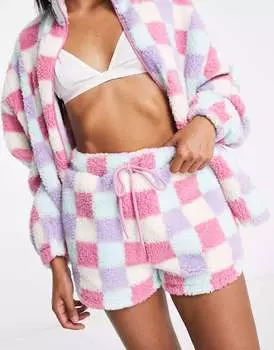 Розовые и сиреневые шорты в клетку ASOS Lounge Coord