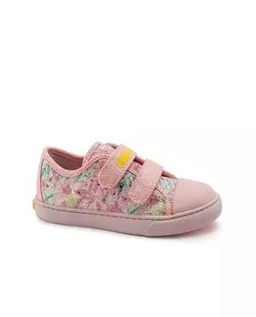 Розовые кеды для девочек из парусины на застежке-липучке Pablosky, розовый