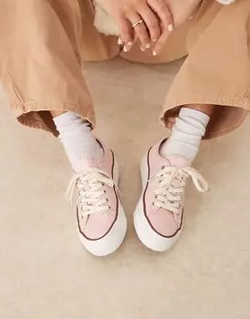 Розовые кеды из парусины на плоской платформе Calvin Klein Jeans vulc