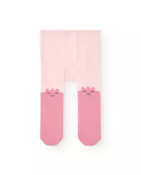 Розовые колготки для девочки с рисунком ёжика Tuc tuc