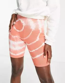 Розовые короткие леггинсы с принтом тай-дай Topshop