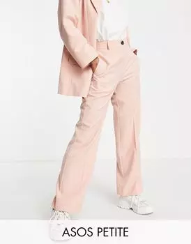 Розовые костюмные брюки комбинированного цвета ASOS DESIGN Petite