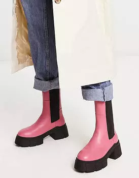 Розовые кожаные ботинки челси премиум-класса ASOS DESIGN Adelphi
