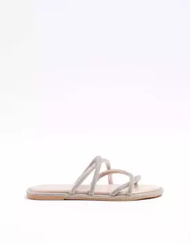 Розовые кожаные сандалии с ремешками River Island