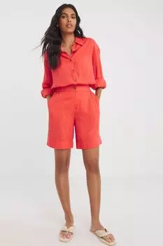 Розовые льняные шорты-бермуды Jd Williams, розовый