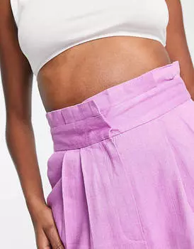 Розовые льняные шорты в бумажном пакете ASOS DESIGN Hourglass