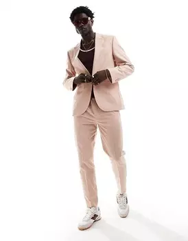 Розовые льняные зауженные брюки-слипоны ASOS DESIGN