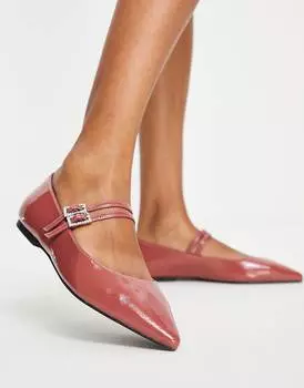 Розовые лакированные балетки maryjane с украшением ASOS DESIGN Leonie