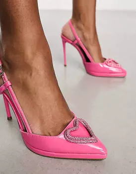 Розовые лакированные туфли на каблуке Steve Madden Kind Heart с бриллиантовым сердцем