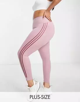 Розовые леггинсы с 3 полосками adidas Training Plus Essential 7/8