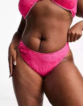 Розовые махровые трусики бикини COLLUSION Plus с цветочным принтом