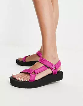 Розовые массивные сандалии средней формы с универсальными украшениями Teva