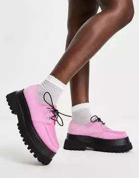 Розовые массивные туфли на шнуровке на плоской подошве ASOS DESIGN Memphis