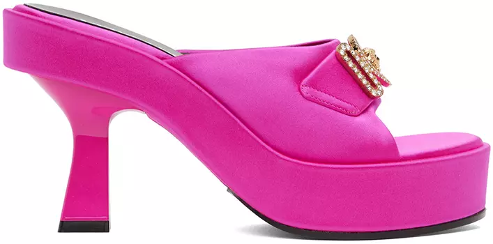 Розовые мюли Medusa Biggie с кристаллами Versace