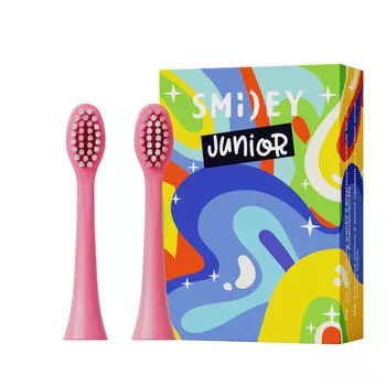 Розовые насадки для зубных щеток, 2 шт./1 упаковка. Smiley Junior