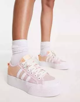 Розовые низкие кроссовки на платформе adidas Originals Nizza