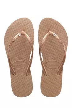 Розовые облегающие босоножки с кристаллами Havaianas, желтый