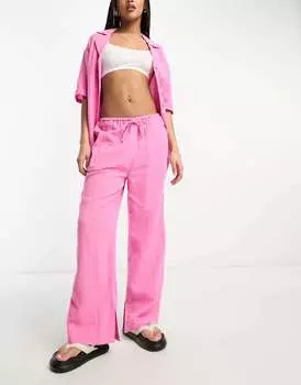 Розовые однотонные брюки из марли ASOS