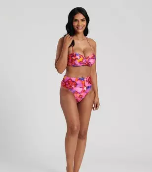Розовые плавки бикини с завышенной талией и складками South Beach South Beach, мультиколор