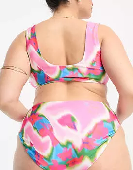 Розовые плавки бикини с завышенной талией и завышенной талией ASOS DESIGN Curve