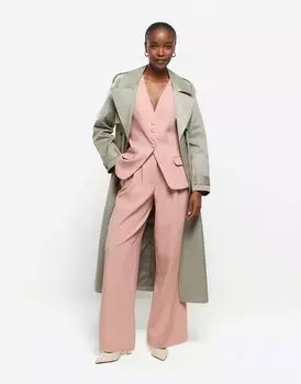Розовые плиссированные широкие брюки River Island светлые