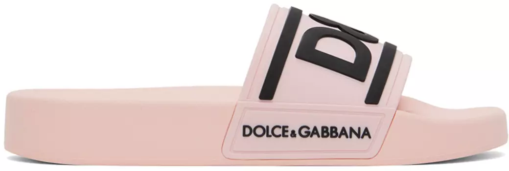Розовые пляжные шлепанцы Dolce & Gabbana